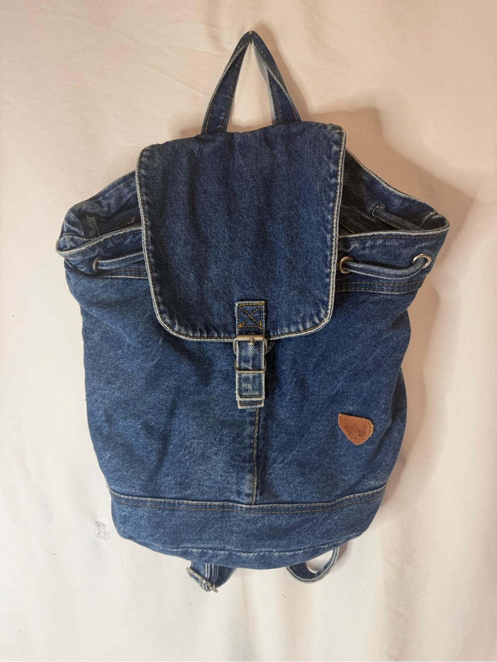 Vintage Gitano EXP Denim Backpack 90s Blue Jean Drawstring Rucksack Y2K Bag